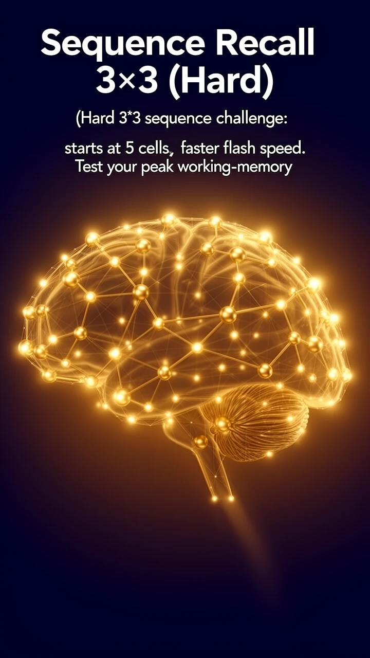 Sequence Recall 3×3 (Hard) — Brain Training illustration
